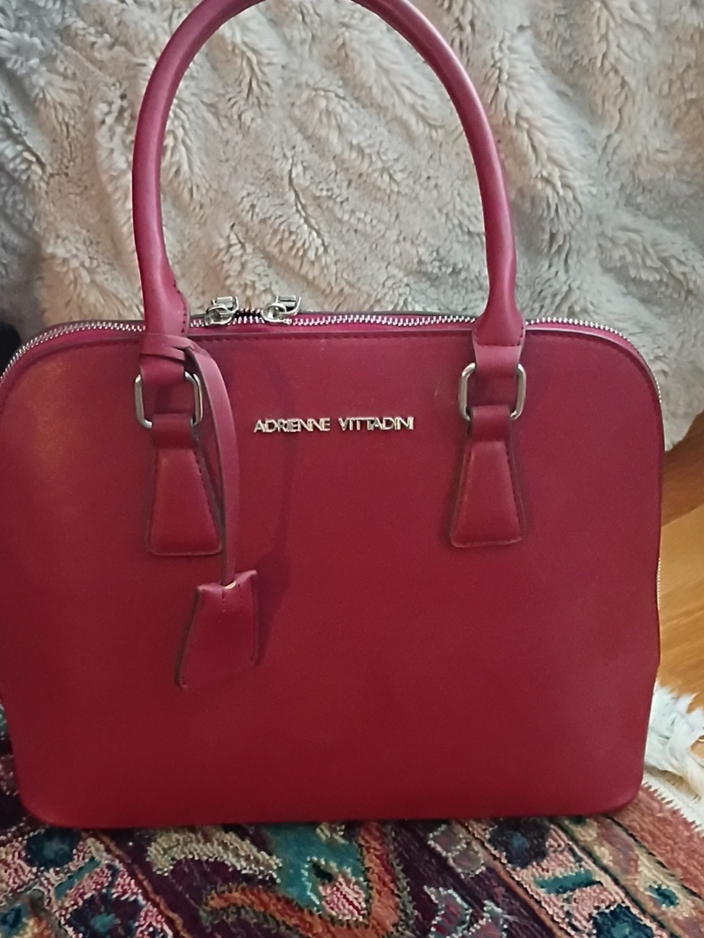 Adrienne Vittadini Wine-Red Dome Satchel